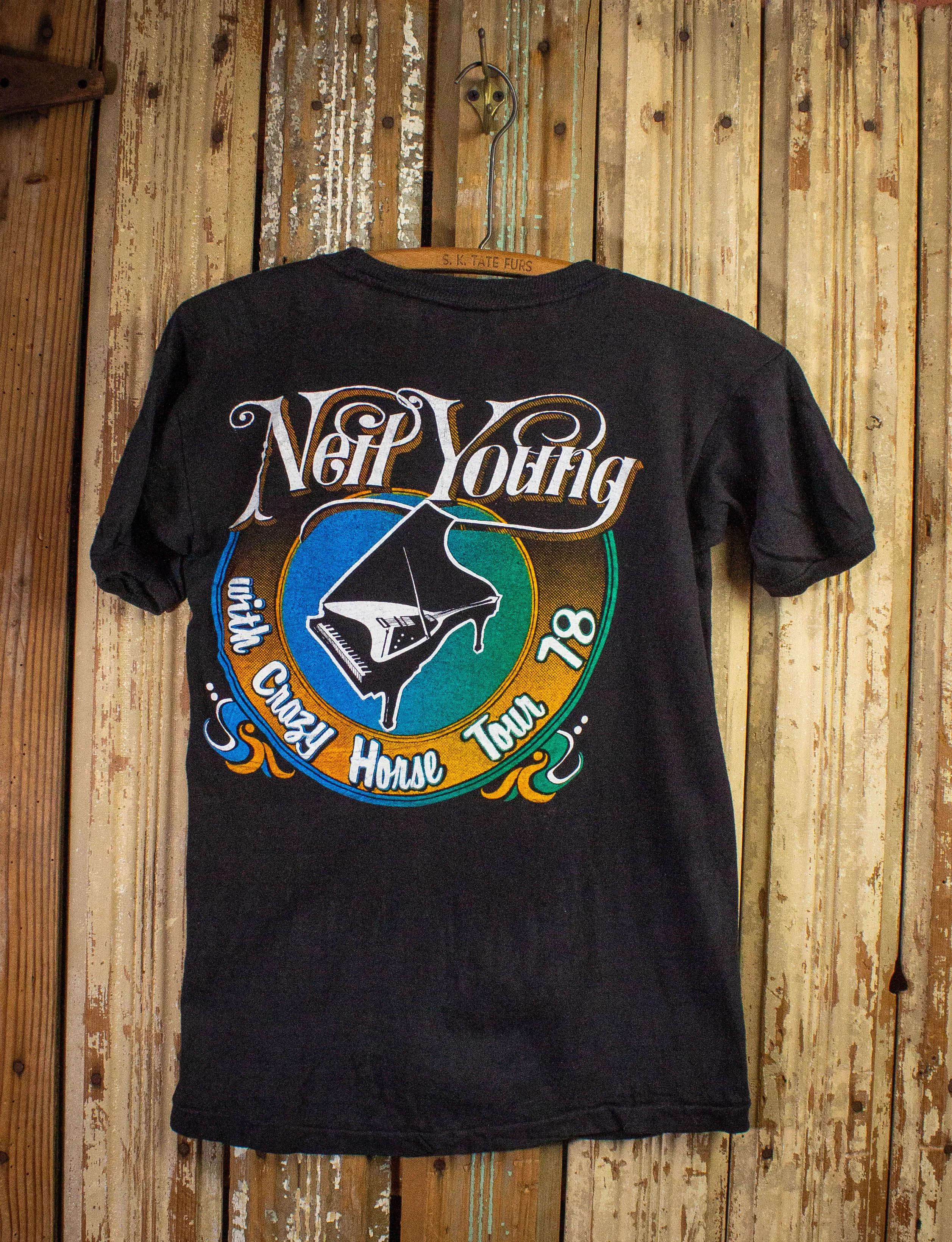 Vintage Neil Young Crazy Horse Tour Parking Lot Concert T Shirt 1978 Black Small