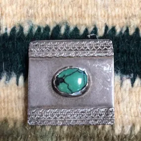 Vintage Sterling Silver Turquoise Pillbox Vintage