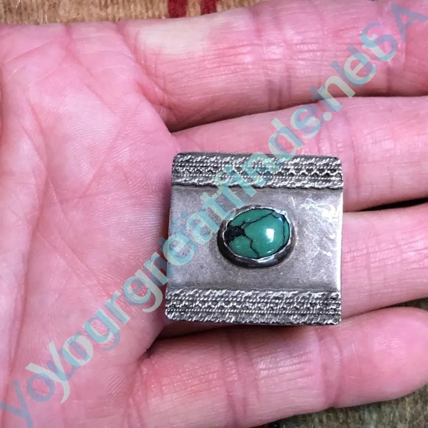 Vintage Sterling Silver Turquoise Pillbox Vintage