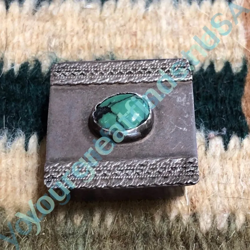 Vintage Sterling Silver Turquoise Pillbox Vintage