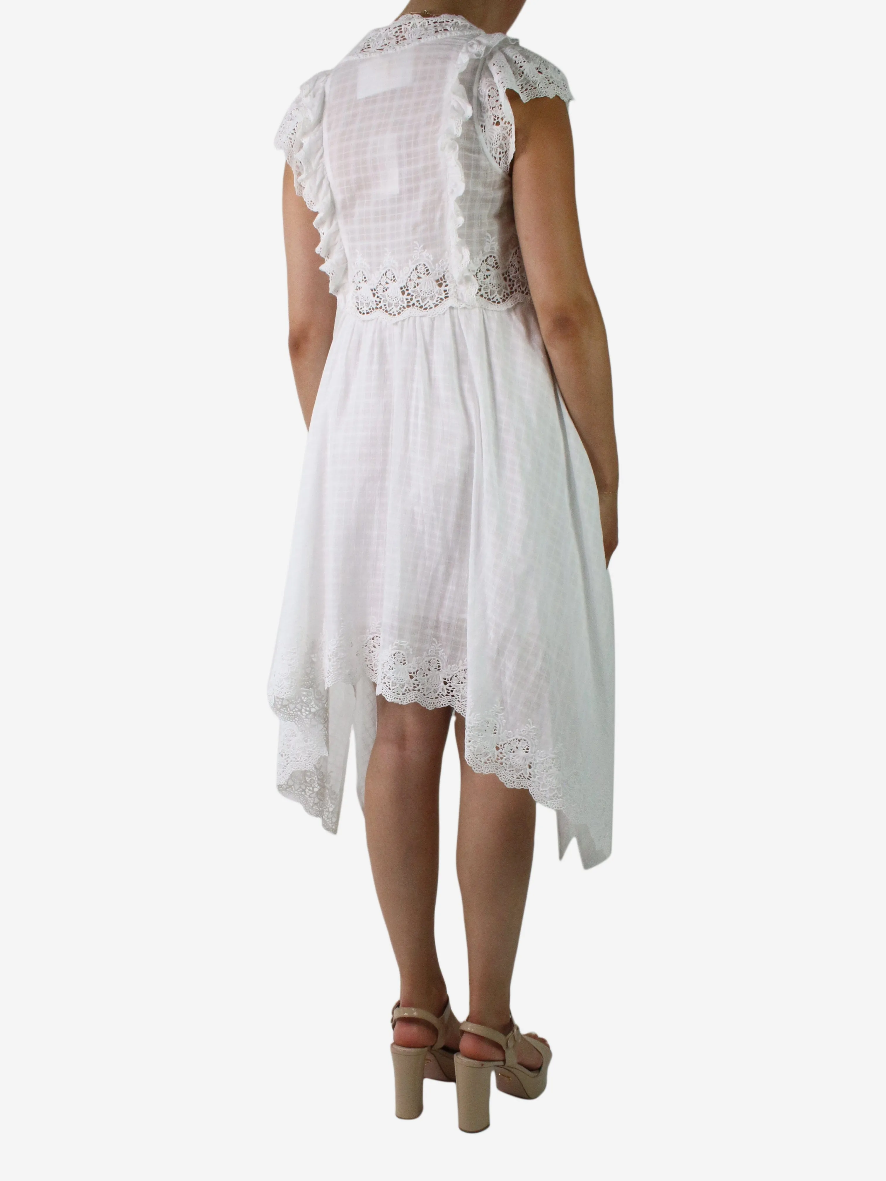 White embroidered lace midi dress - size US 6