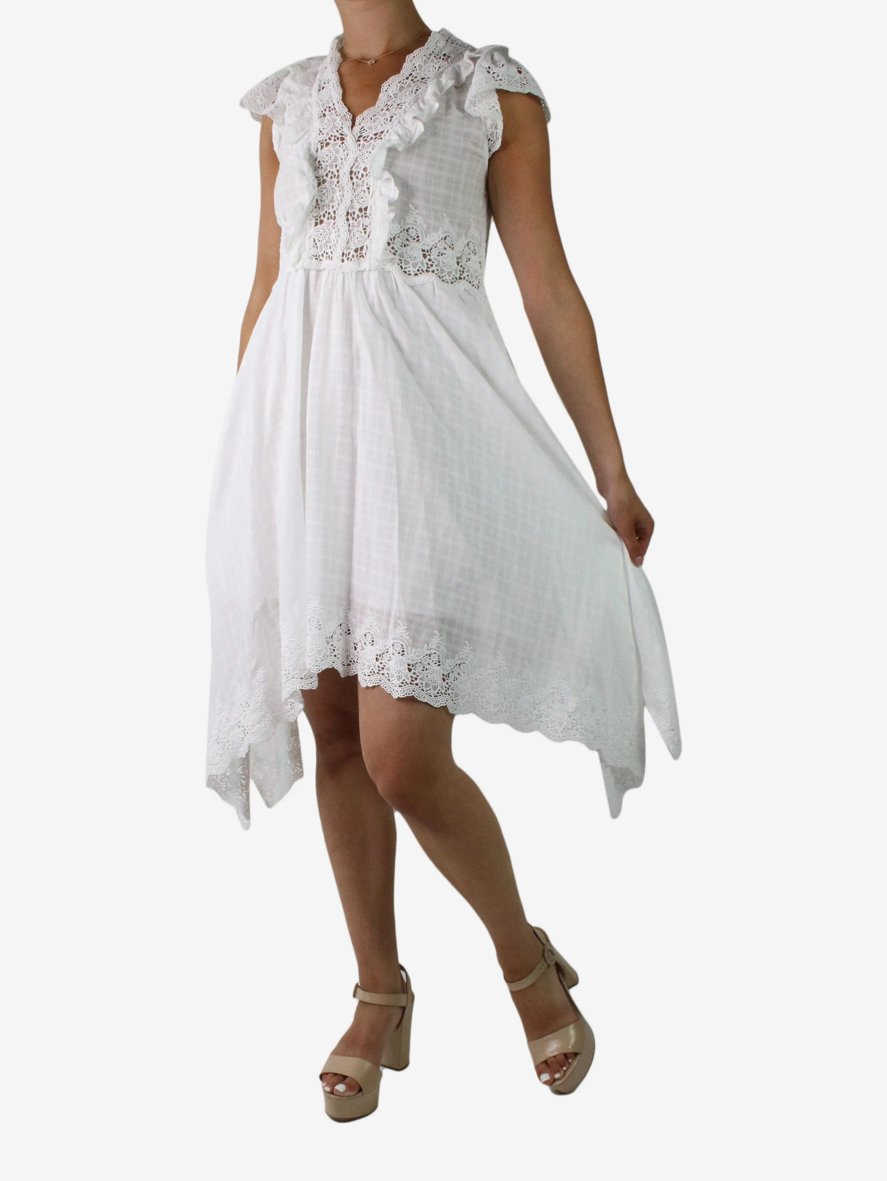 White embroidered lace midi dress - size US 6