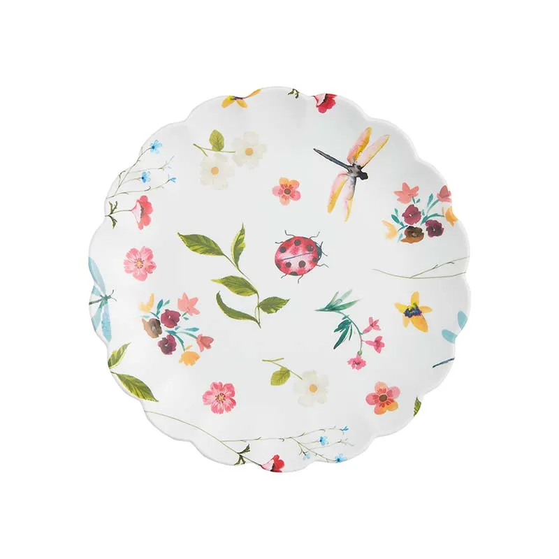 White Floral Melamine Plate