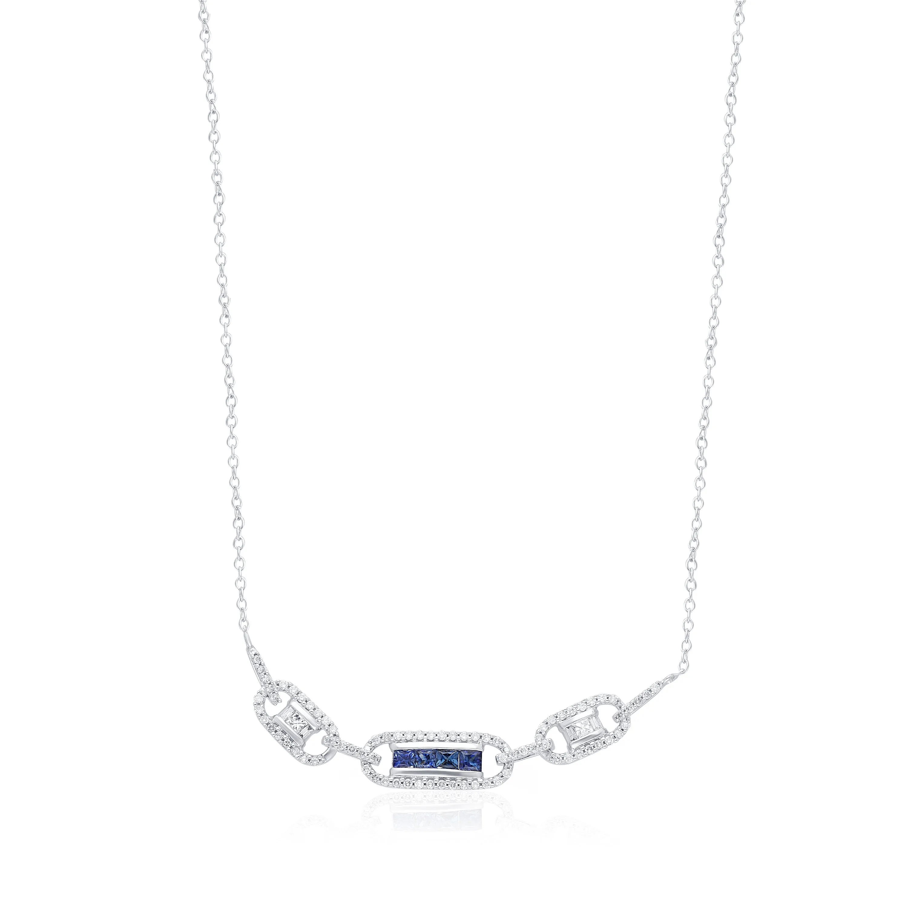 White Gold Sapphire & Diamond Infinite Necklace