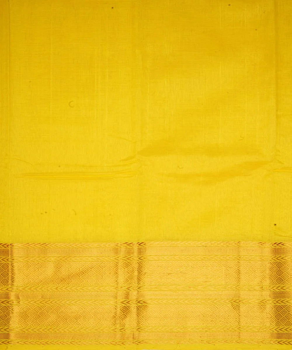 Yellow handloom mangalagiri cotton silk saree