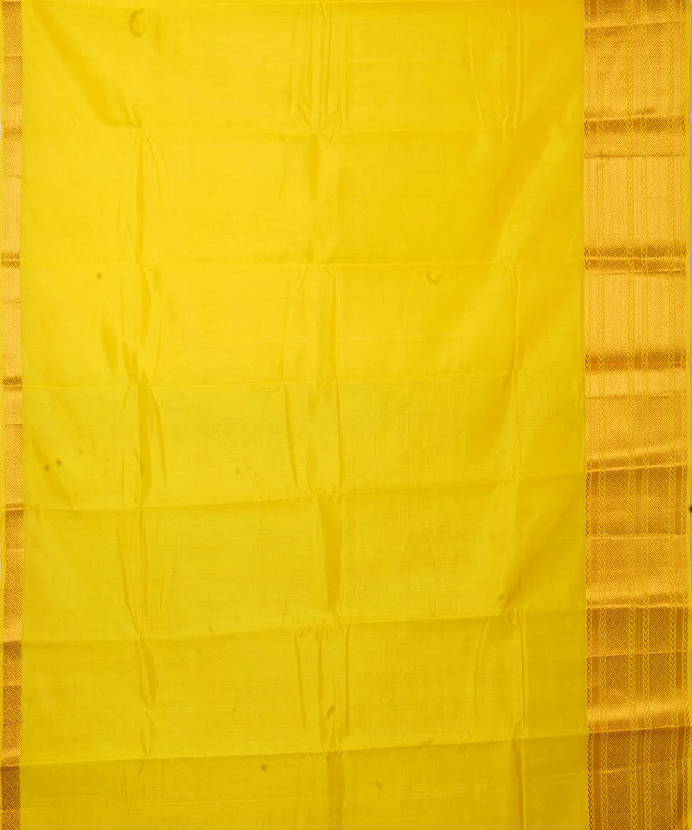 Yellow handloom mangalagiri cotton silk saree