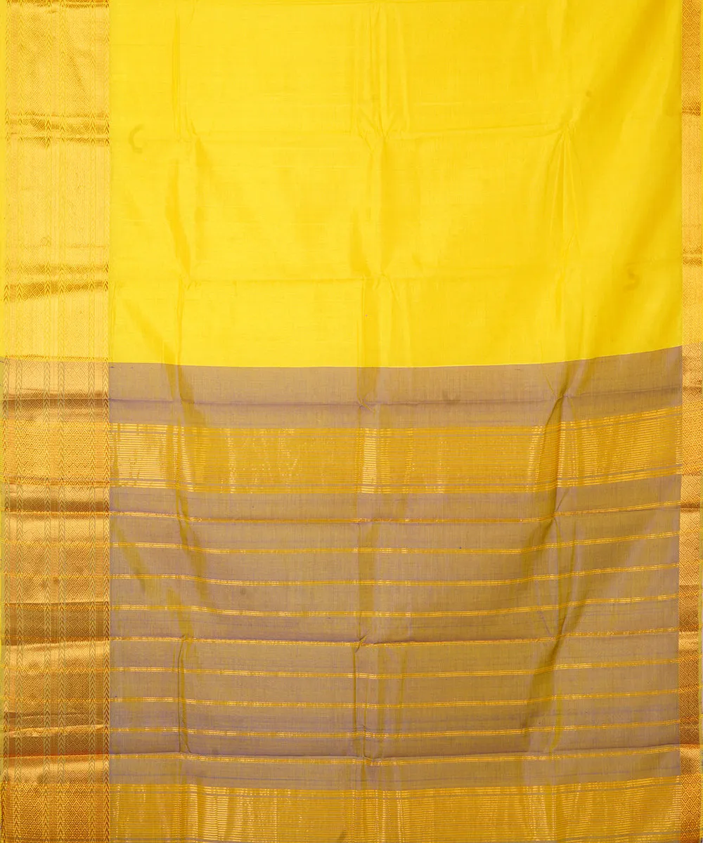 Yellow handloom mangalagiri cotton silk saree