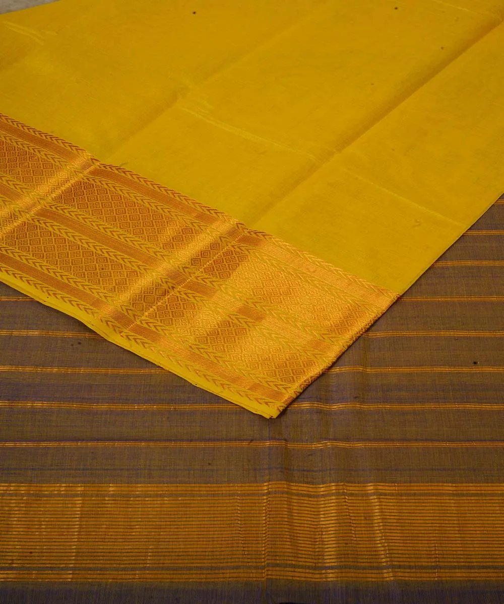 Yellow handloom mangalagiri cotton silk saree