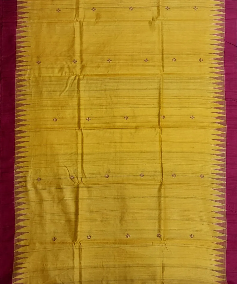 Yellow red tussar silk handloom gopalpur saree