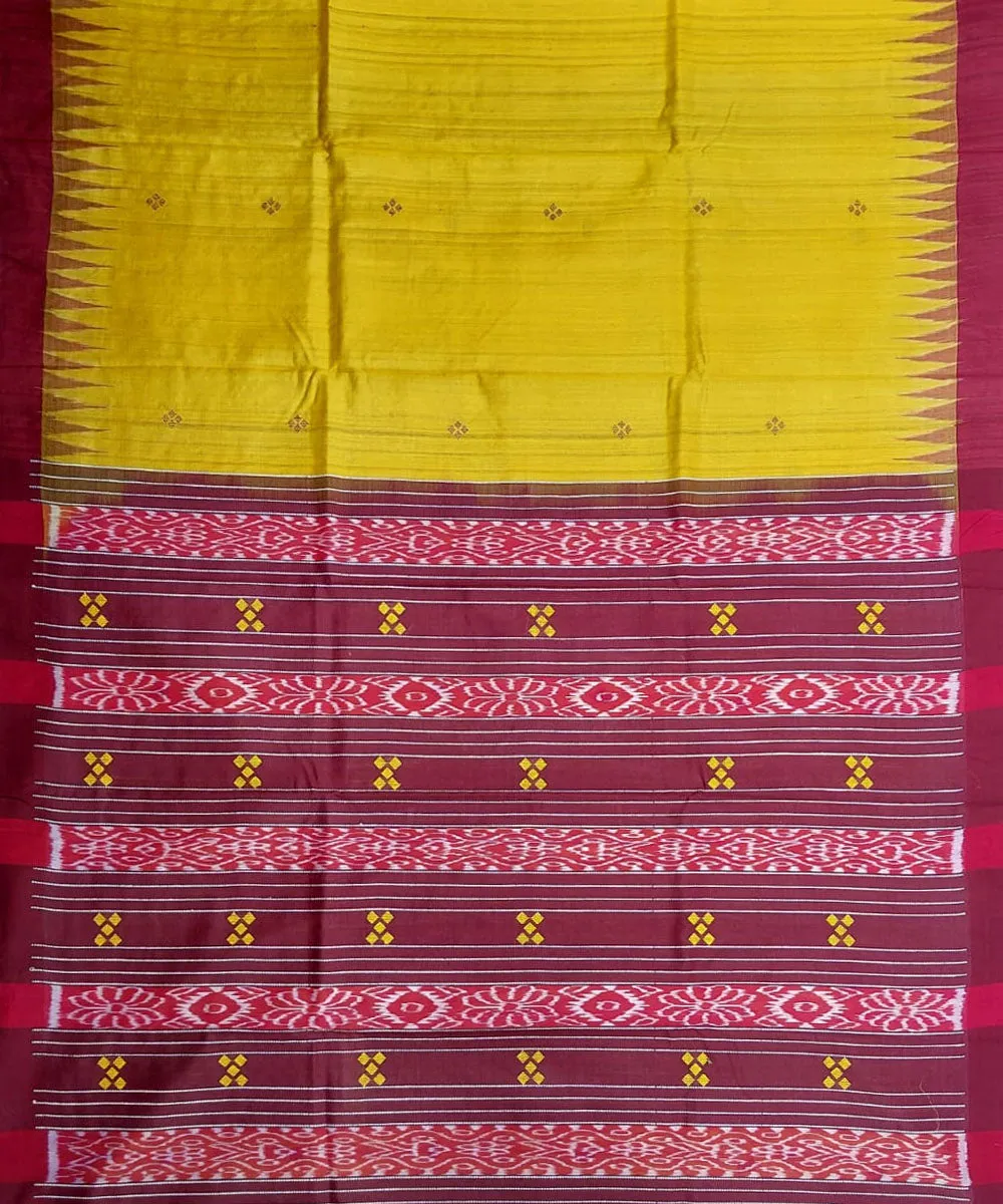 Yellow red tussar silk handloom gopalpur saree