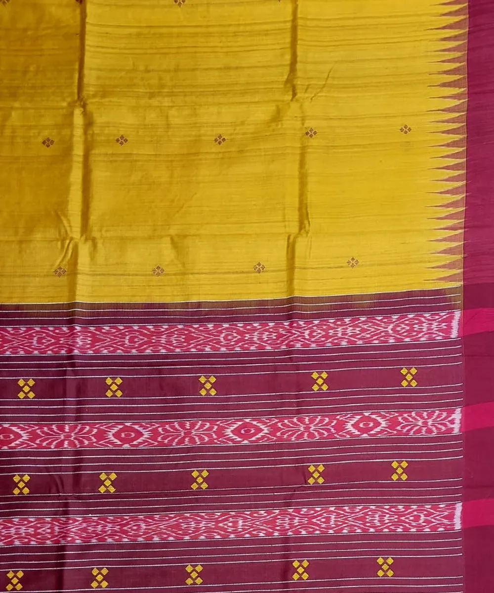 Yellow red tussar silk handloom gopalpur saree